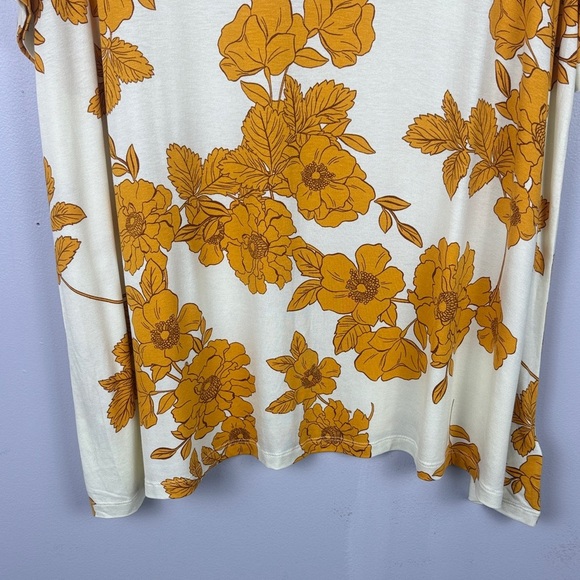 Cynthia Rowley Casual Cream and Gold Floral Short Sleeve Tunic Top Size 3X - Picture 6 of 8
